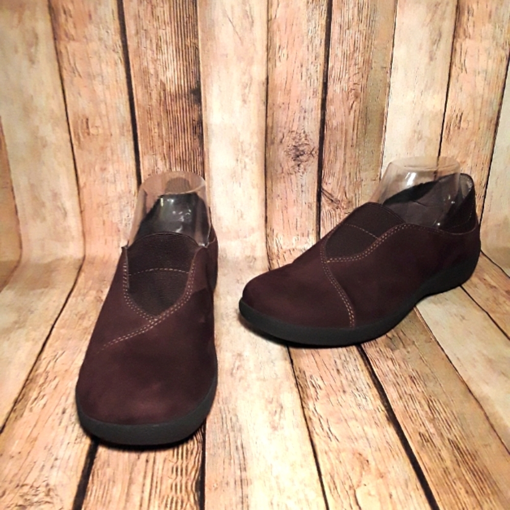 Easy Spirit Esanovak Brown Leather Slide On Shoes Size 7.5M